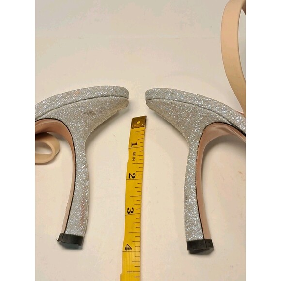 NEW Piferi Silver Izma 100 Glitter Ruffled Slingback Sandal 4" Heels Size 38 - Picture 11 of 12